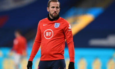 Harry Kane of England looks on during the UEFA Nations League group stage match between England and Iceland at Wembley Stadium on November 18, 2020 in London, England. Football Stadiums around Europe remain empty due to the Coronavirus Pandemic as Government social distancing laws prohibit fans inside venues resulting in fixtures being played behind closed doors.